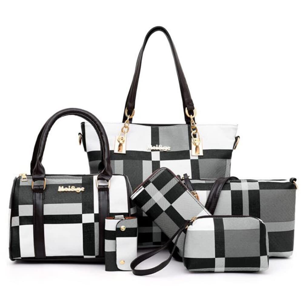 2337 6pcs Totes Purses And Handbags Set Pu Leather Shoulder Bags Satchel